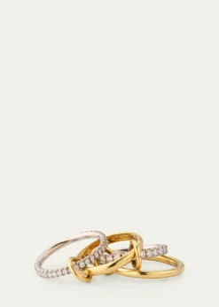Spinelli Kilcollin18K Mixed-Gold Halley 4-Link Ring with Pave Diamonds