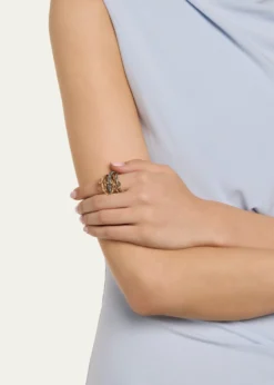 Spinelli KilcollinLeo Mixed-Metal Statement Ring with Diamonds