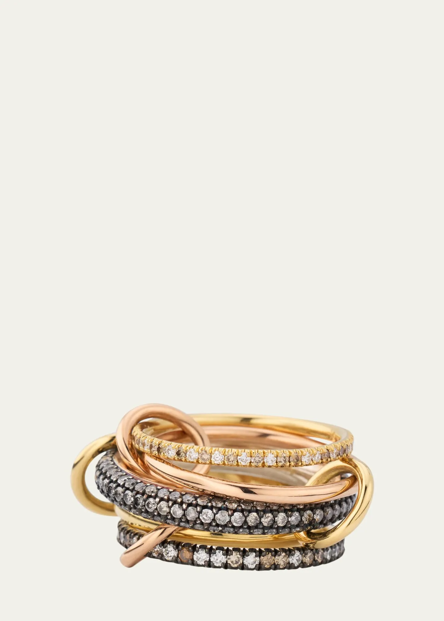 Spinelli KilcollinLeo Mixed-Metal Statement Ring with Diamonds