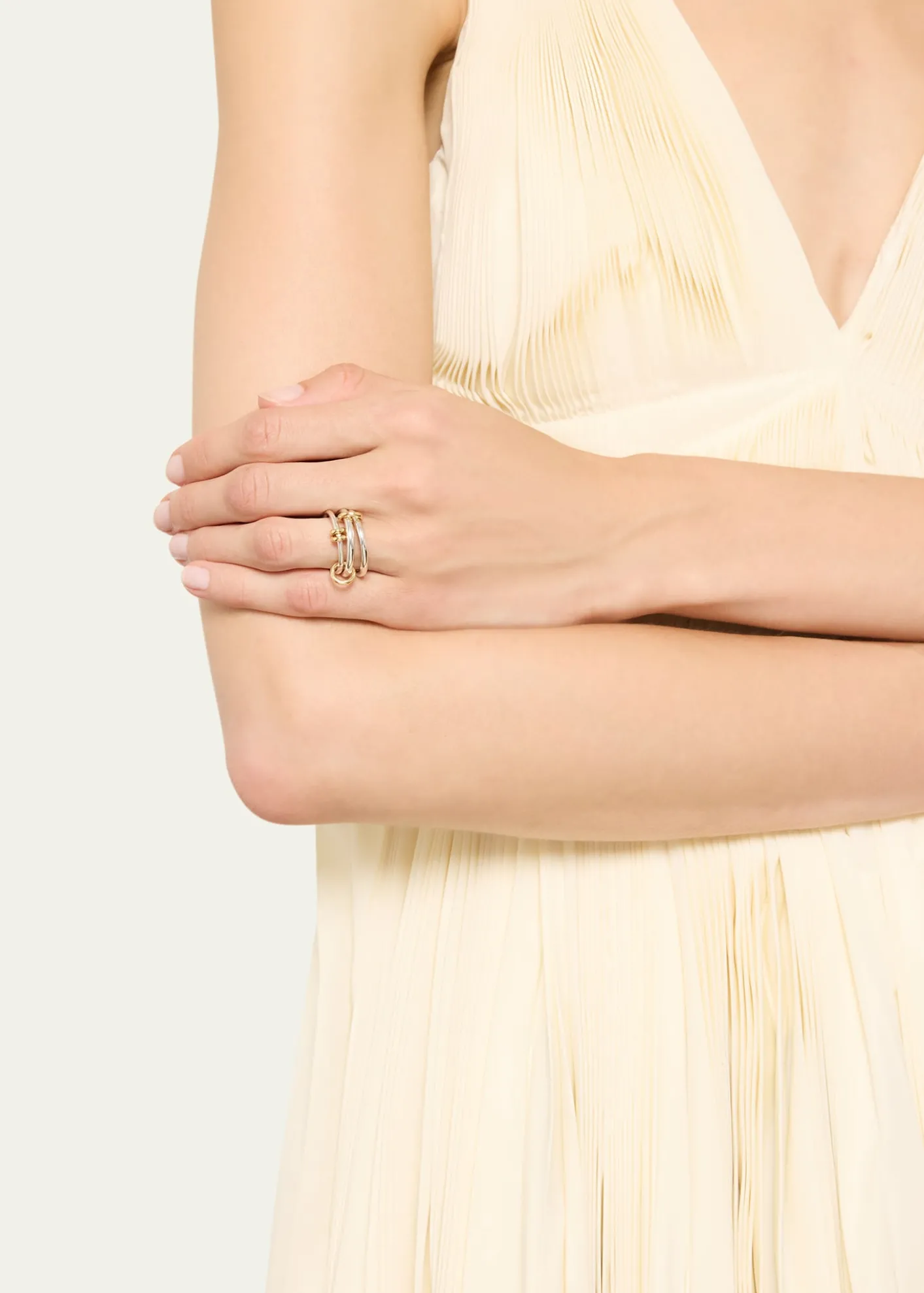 Spinelli KilcollinRaneth SG Three Link Ring in Sterling Silver with 18K Yellow Gold Accents