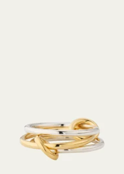 Spinelli KilcollinSolarium SY Three Link Ring in Sterling Silver and 18K Yellow Gold Connectors