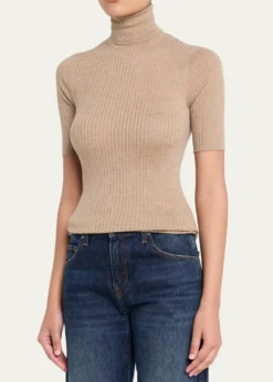 SPRWMNRib-Knit Cashmere Turtleneck Top