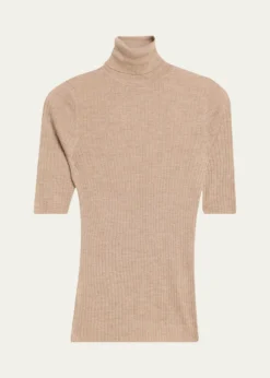 SPRWMNRib-Knit Cashmere Turtleneck Top