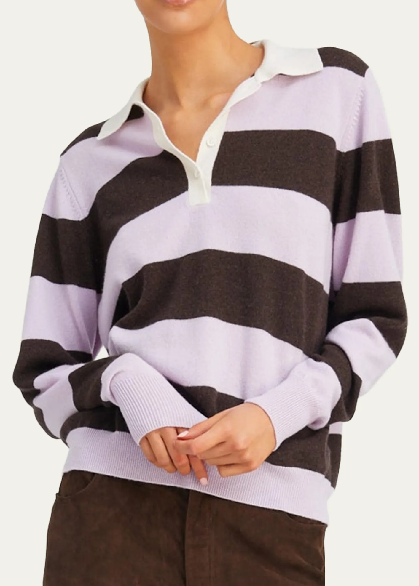 SPRWMNStriped Cashmere Polo Sweater