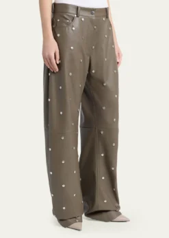 Stella McCartneyAlter Mat Faux-Leather Studded Barrel-Leg Pants
