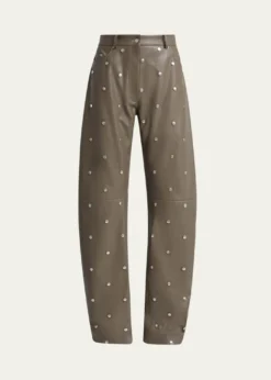 Stella McCartneyAlter Mat Faux-Leather Studded Barrel-Leg Pants