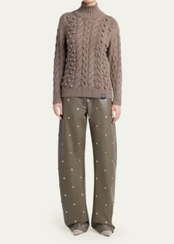 Stella McCartneyAlter Mat Faux-Leather Studded Barrel-Leg Pants
