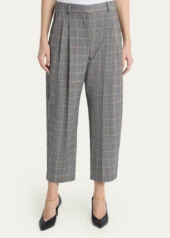 Stella McCartneyCheck Tapered Barrel-Leg Crop Trousers