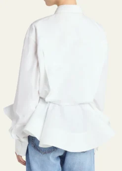 Stella McCartneyCotton Poplin Button-Front Peplum Shirt