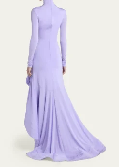 Stella McCartneyCrepe Jersey Frill Long-Sleeve High-Low Dress