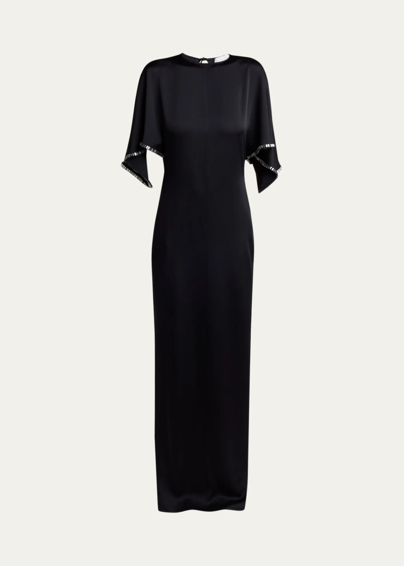 Stella McCartneyEmbellished Flutter-Sleeve Satin Column Gown