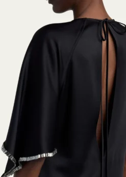 Stella McCartneyEmbellished Flutter-Sleeve Satin Column Gown