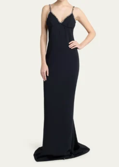 Stella McCartneyEmbellished V-Neck Trumpet Gown