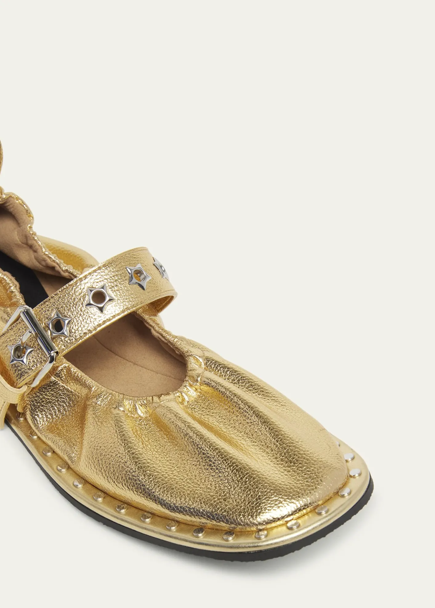Stella McCartneyFalabella Metallic Vegan Buckle Ballerina Flats