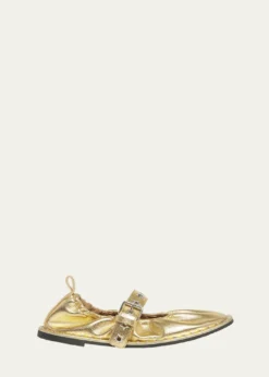 Stella McCartneyFalabella Metallic Vegan Buckle Ballerina Flats