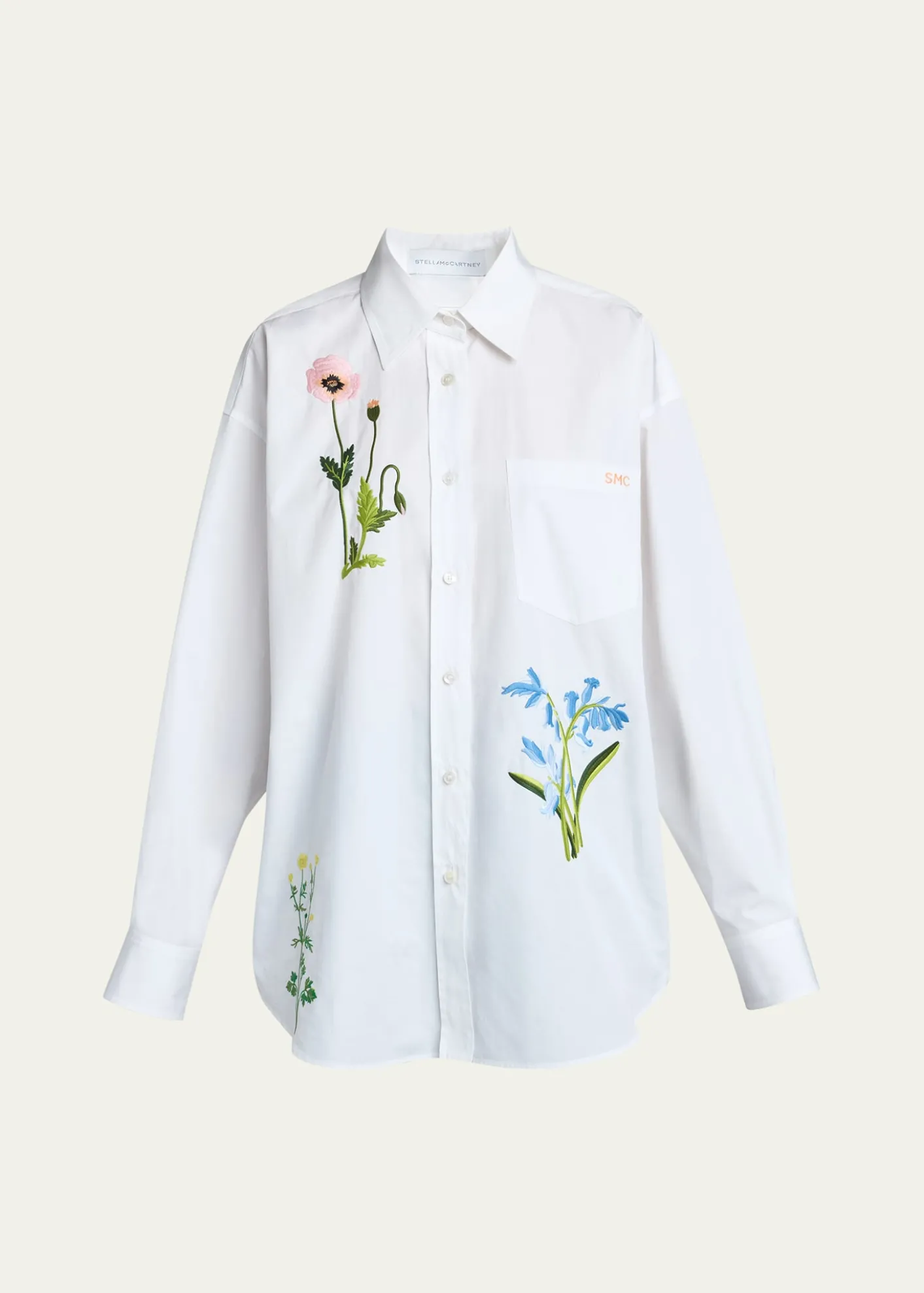 Stella McCartneyFlower Embroidered Cotton Poplin Button-Down Shirt