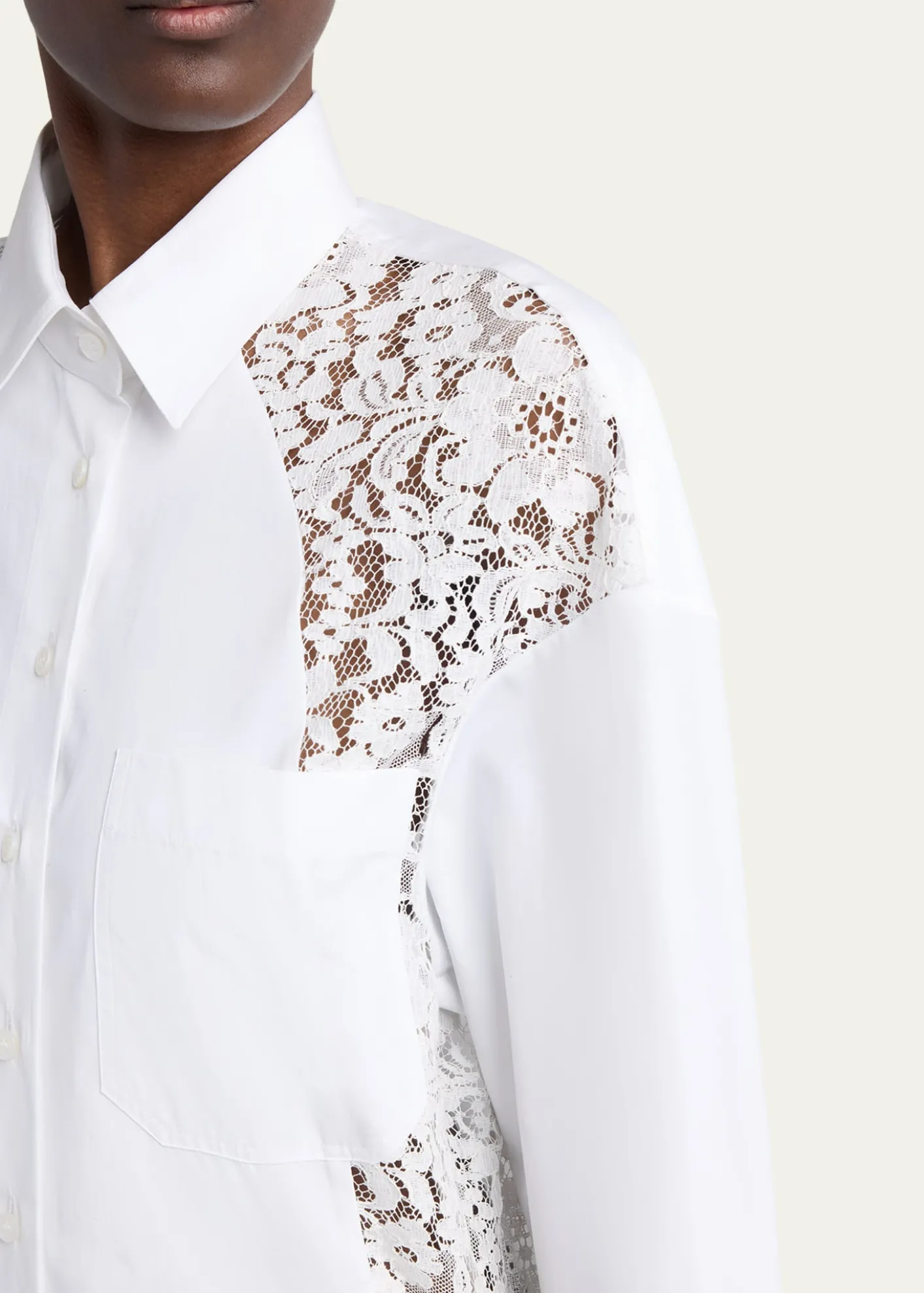 Stella McCartneyLace-Paneled Poplin Midi Shirtdress
