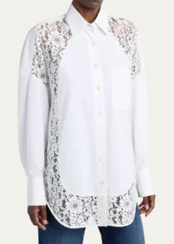 Stella McCartneyLace-Paneled Poplin Button-Down Shirt