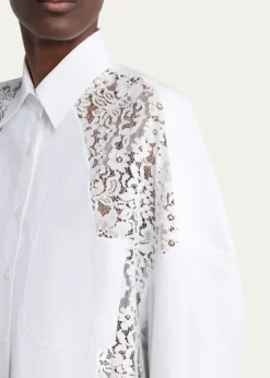 Stella McCartneyLace-Paneled Poplin Button-Down Shirt