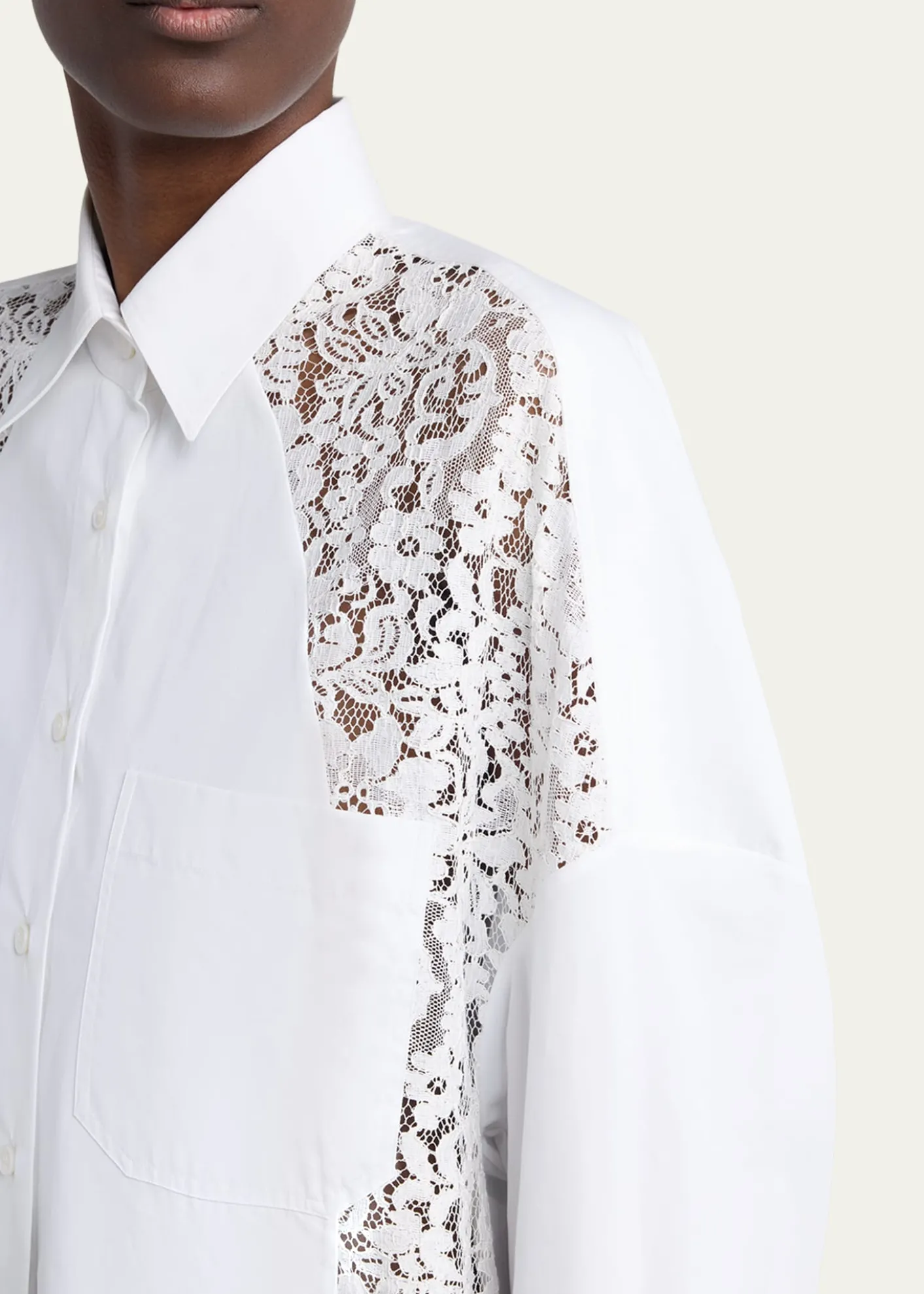 Stella McCartneyLace-Paneled Poplin Button-Down Shirt