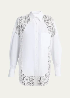 Stella McCartneyLace-Paneled Poplin Button-Down Shirt