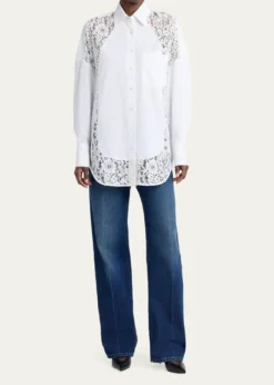 Stella McCartneyLace-Paneled Poplin Button-Down Shirt