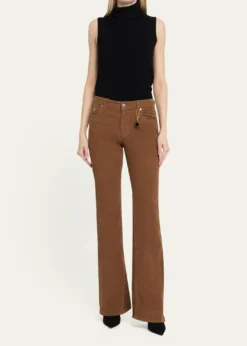 Stella McCartneyMid-Rise Cotton Corduroy Kickflare-Leg Pants