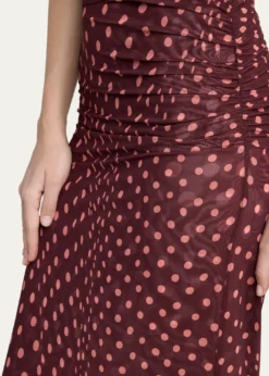 Stella McCartneyPolka Dot Mesh Ruched Midi Skirt