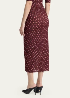 Stella McCartneyPolka Dot Mesh Ruched Midi Skirt