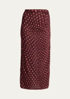 Stella McCartneyPolka Dot Mesh Ruched Midi Skirt