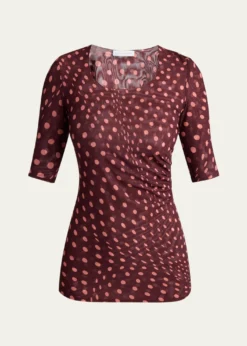 Stella McCartneyPolka Dot Mesh Elbow-Sleeve Top