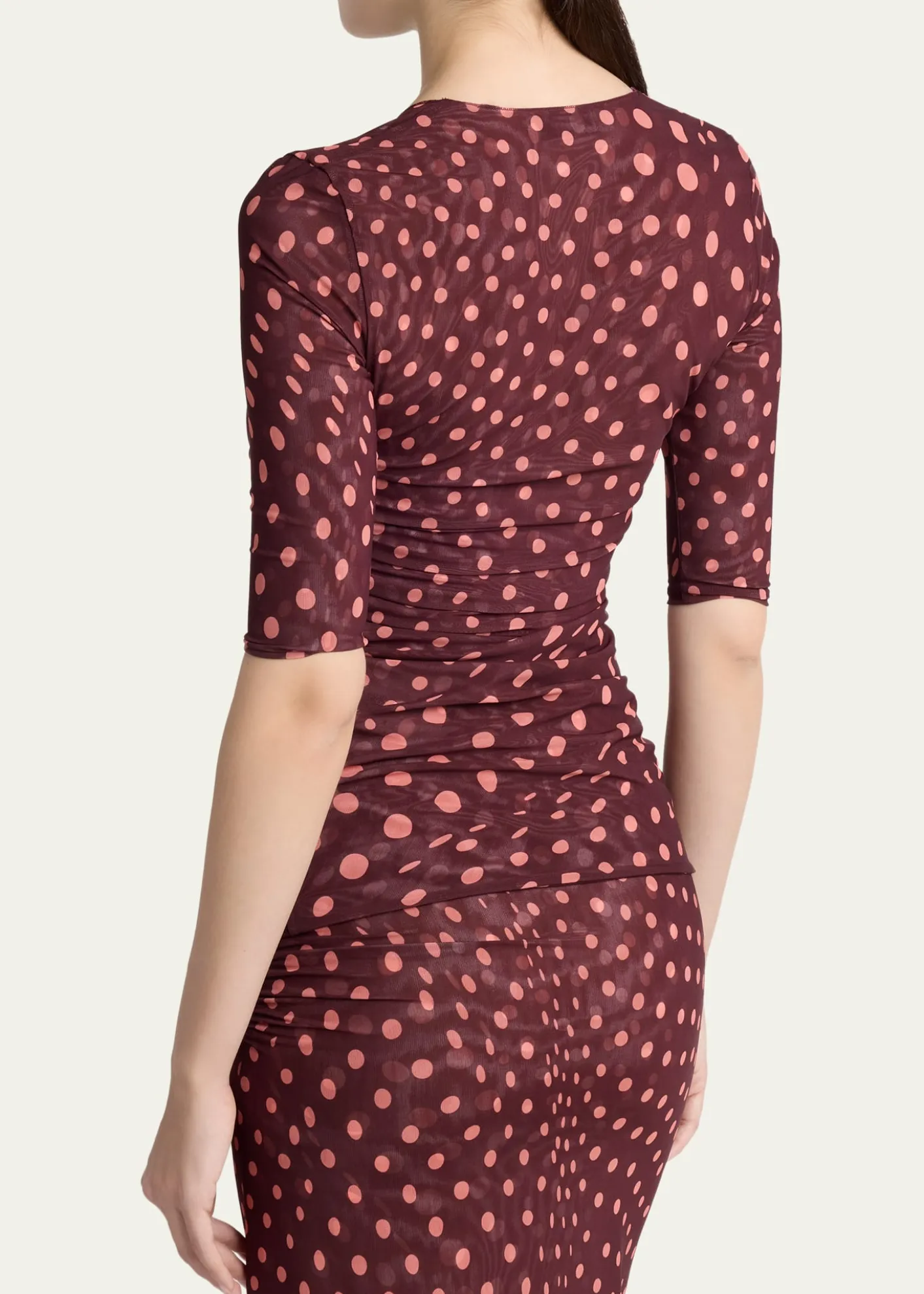 Stella McCartneyPolka Dot Mesh Elbow-Sleeve Top