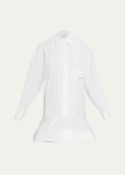 Stella McCartneyPoplin Peplum Pique Shirtdress