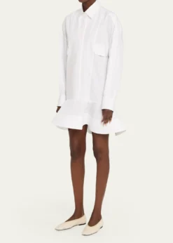 Stella McCartneyPoplin Peplum Pique Shirtdress