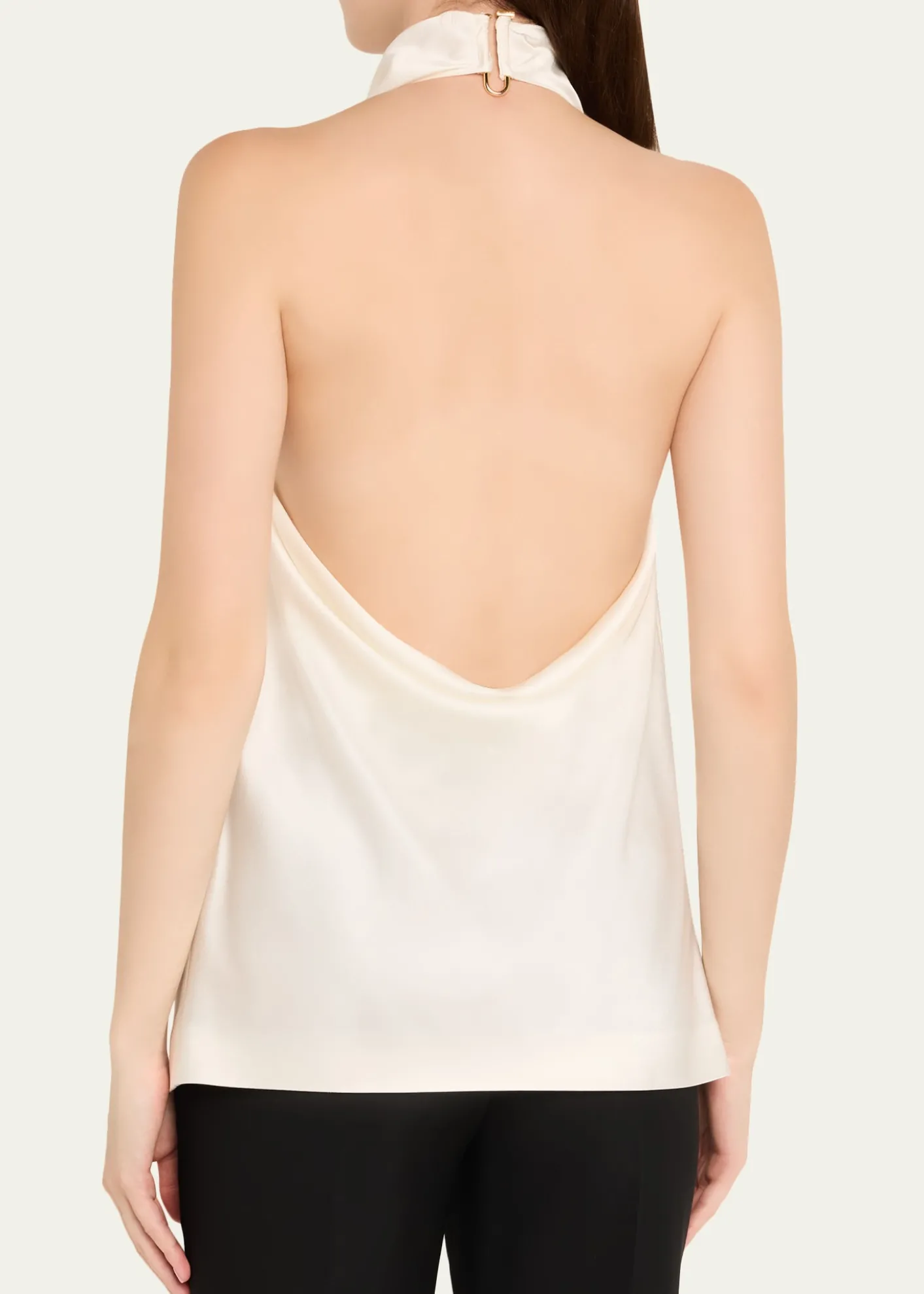 Stella McCartneySatin Backless Cowl Halter Top