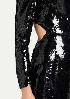 Stella McCartneySequined Long-Sleeve Backless Trumpet Gown