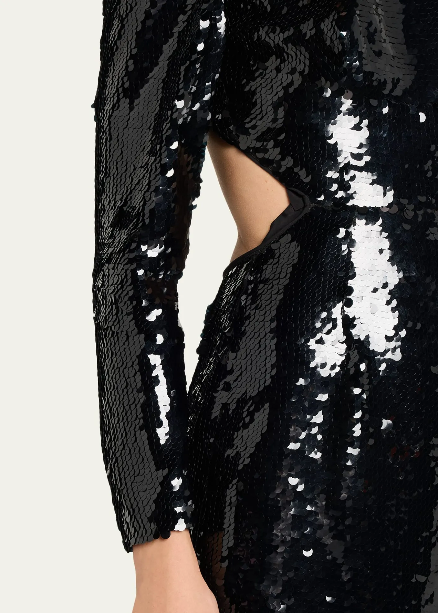 Stella McCartneySequined Long-Sleeve Backless Trumpet Gown