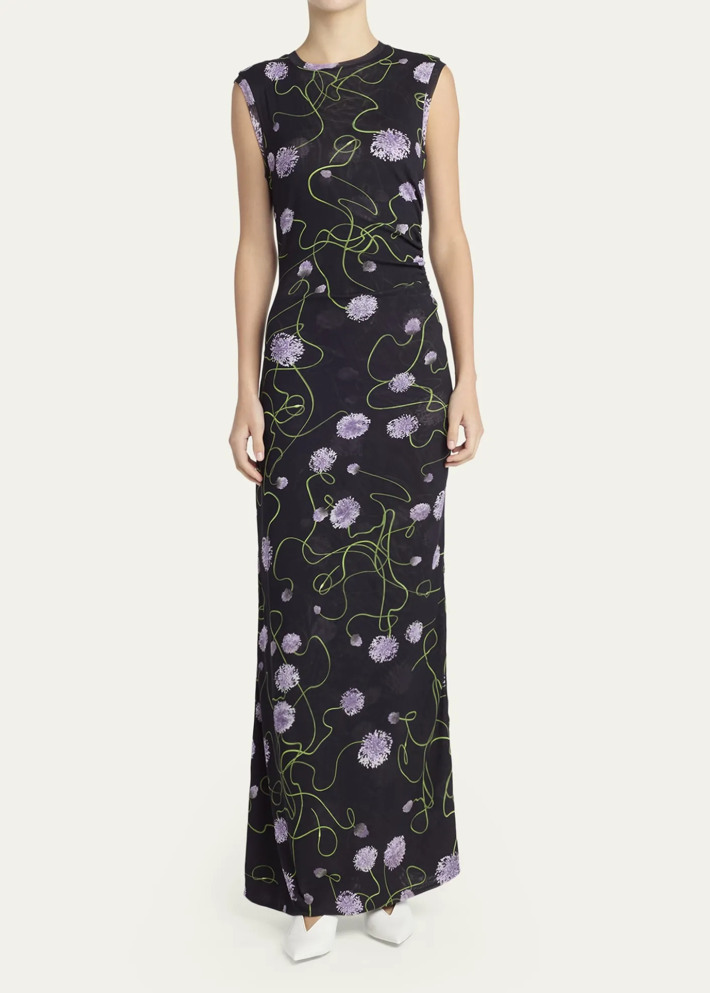 Stella McCartneyTwisted Flower Mesh Sleeveless Maxi Dress