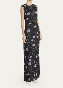 Stella McCartneyTwisted Flower Mesh Sleeveless Maxi Dress