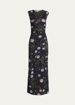 Stella McCartneyTwisted Flower Mesh Sleeveless Maxi Dress