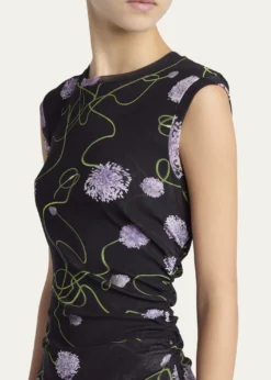 Stella McCartneyTwisted Flower Mesh Sleeveless Maxi Dress