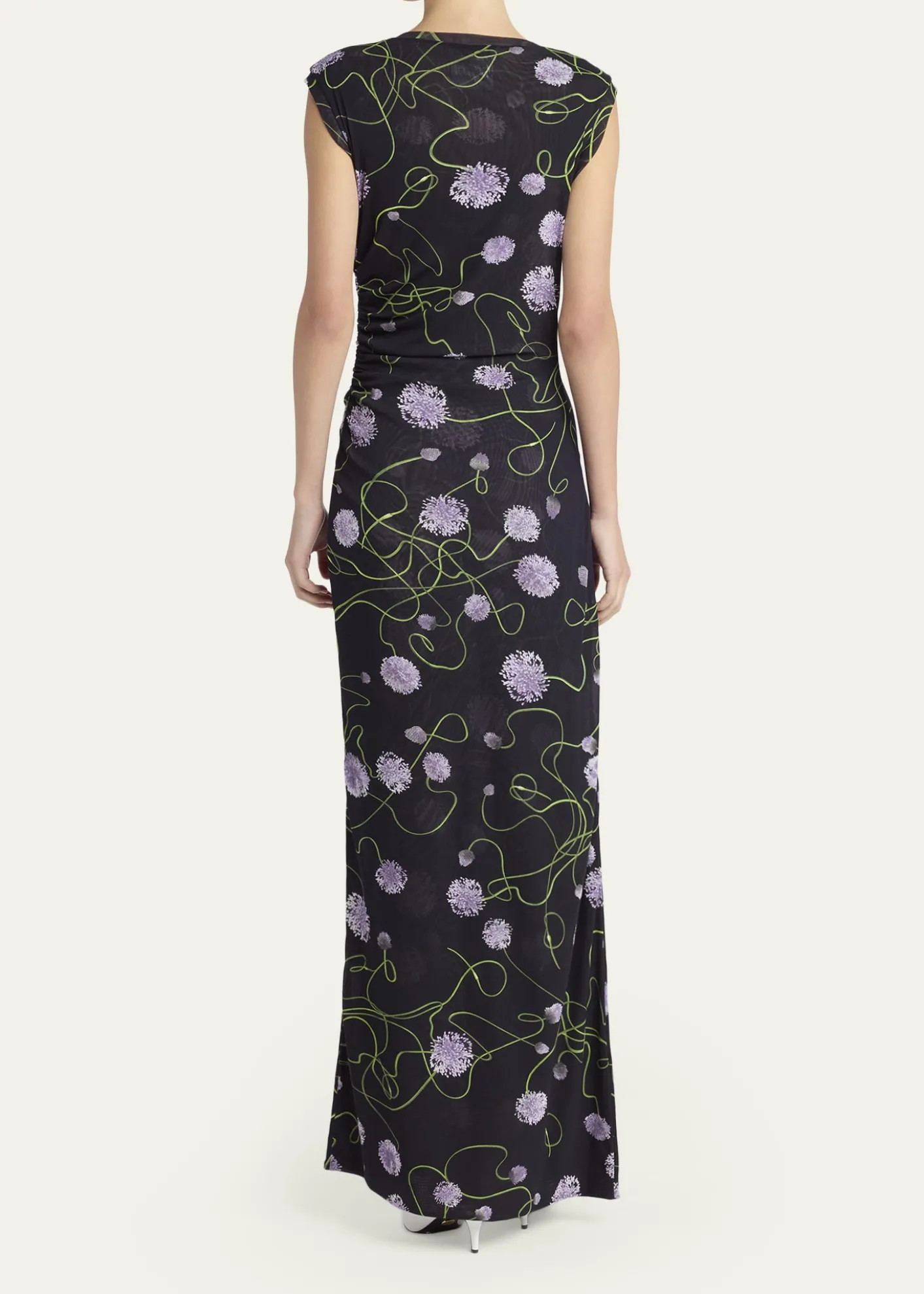 Stella McCartneyTwisted Flower Mesh Sleeveless Maxi Dress