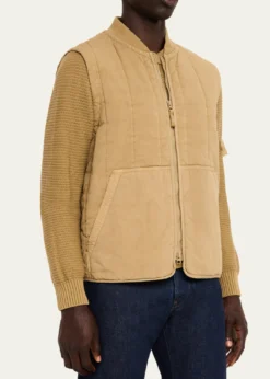 Stone IslandMen's Cotton and Flax Full-Zip Vest
