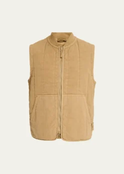 Stone IslandMen's Cotton and Flax Full-Zip Vest