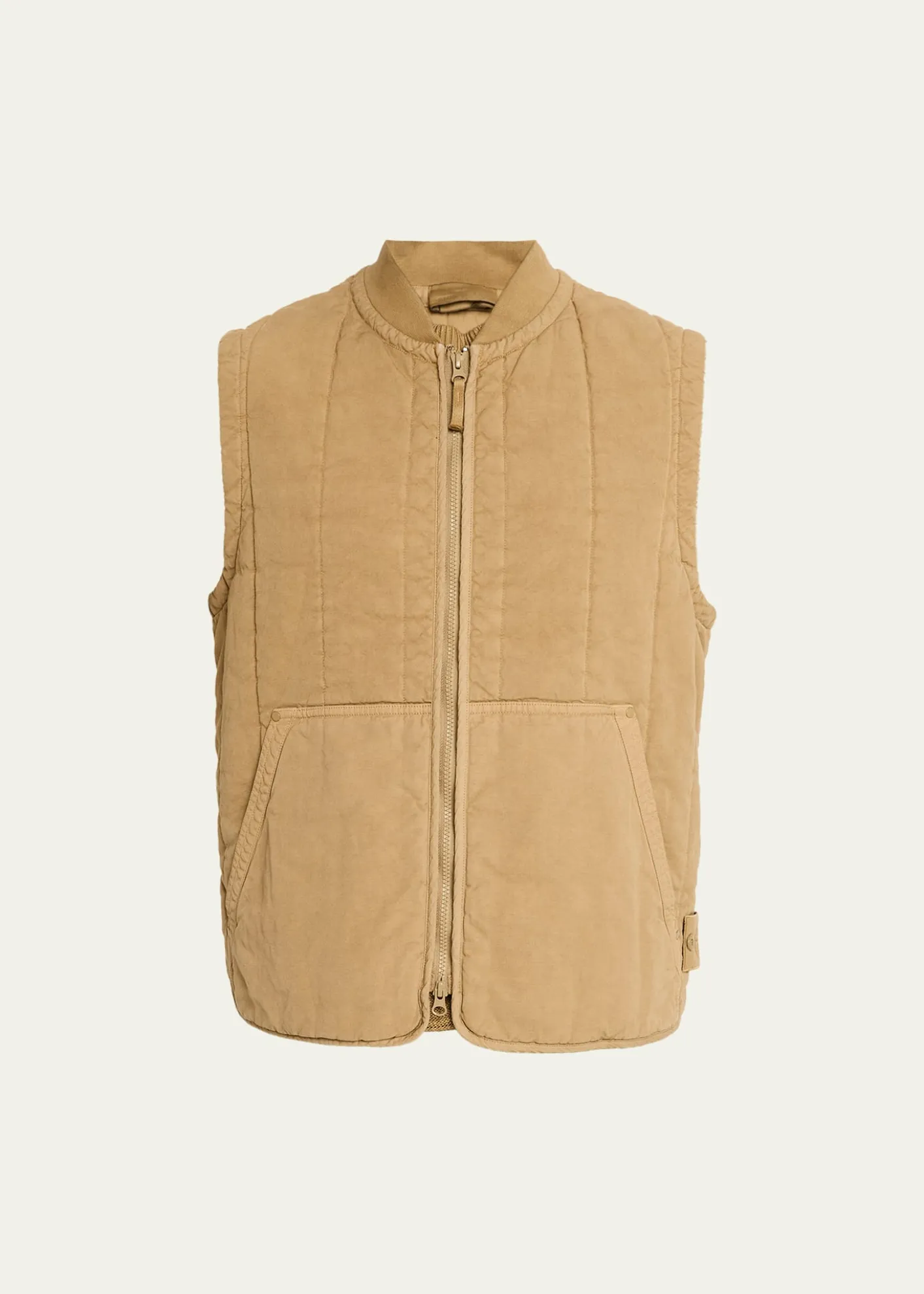 Stone IslandMen's Cotton and Flax Full-Zip Vest