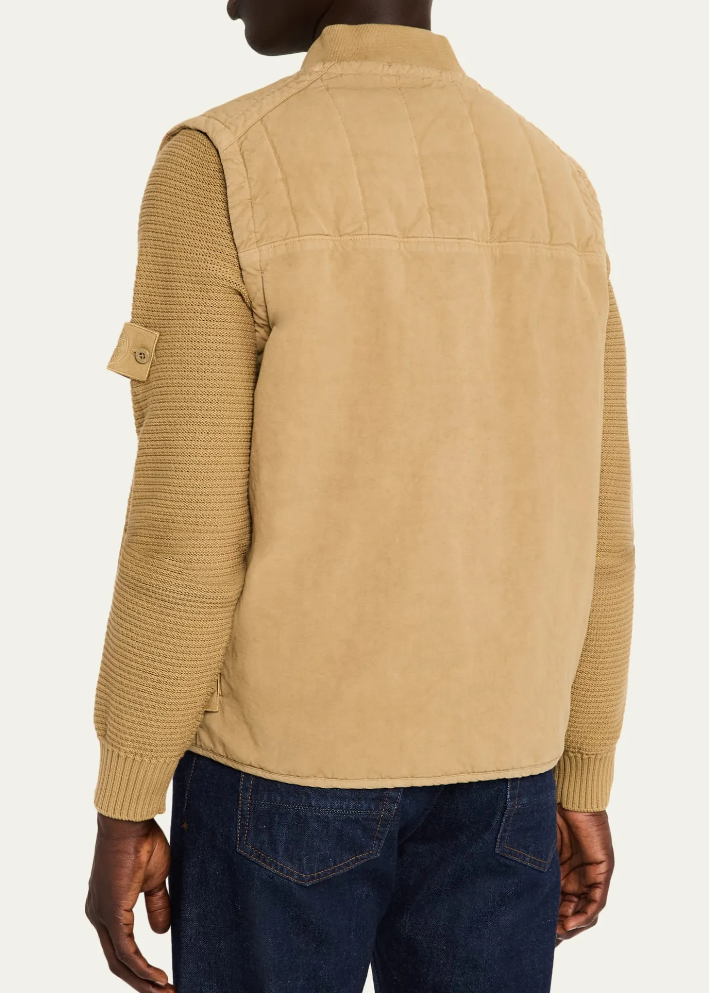 Stone IslandMen's Cotton and Flax Full-Zip Vest