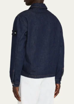 Stone IslandMen's Denim Button-Front Biker Jacket