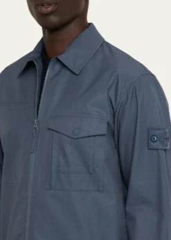 Stone IslandMen's Ghost Cotton Zip-Front Shirt Jacket