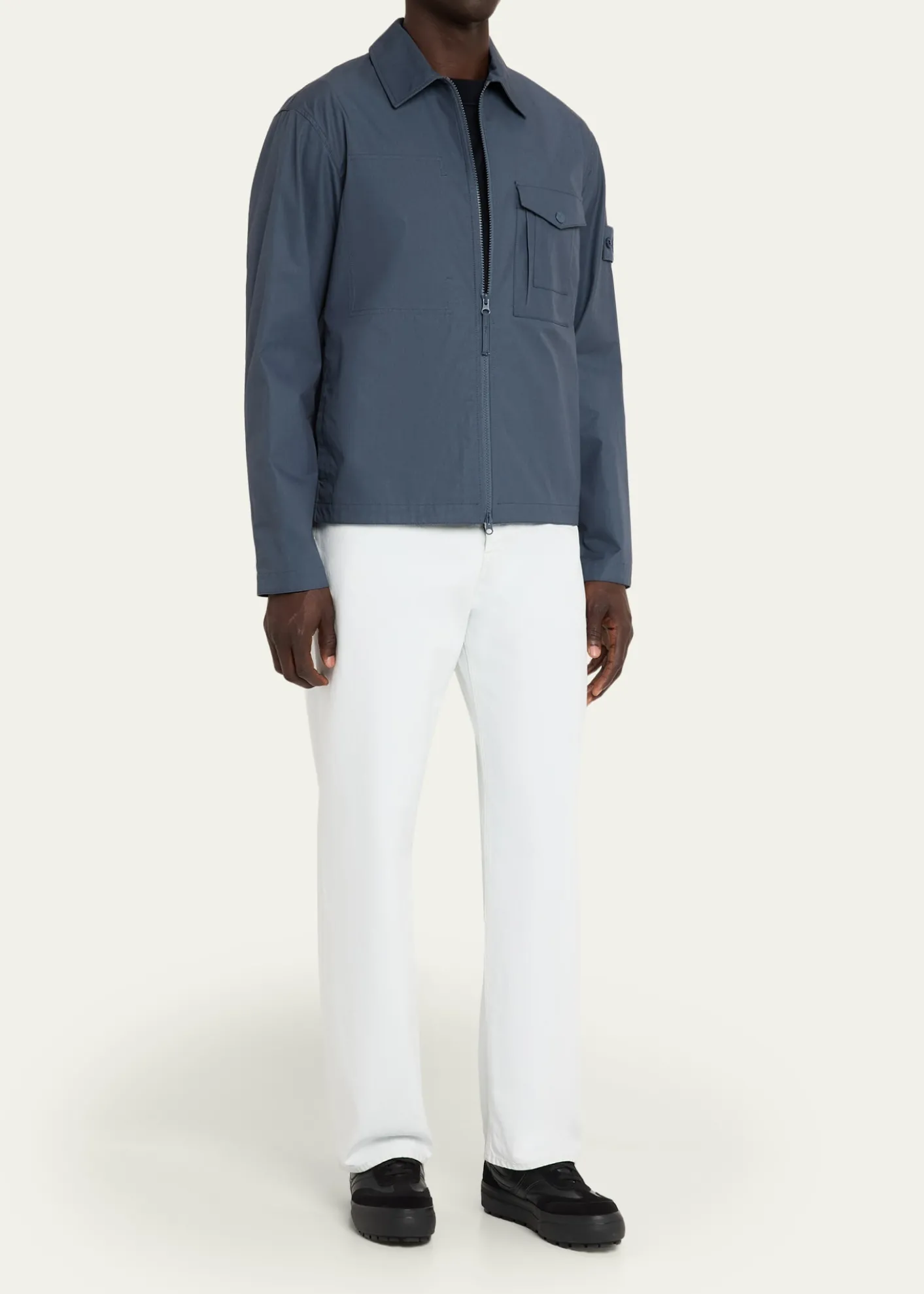 Stone IslandMen's Ghost Cotton Zip-Front Shirt Jacket