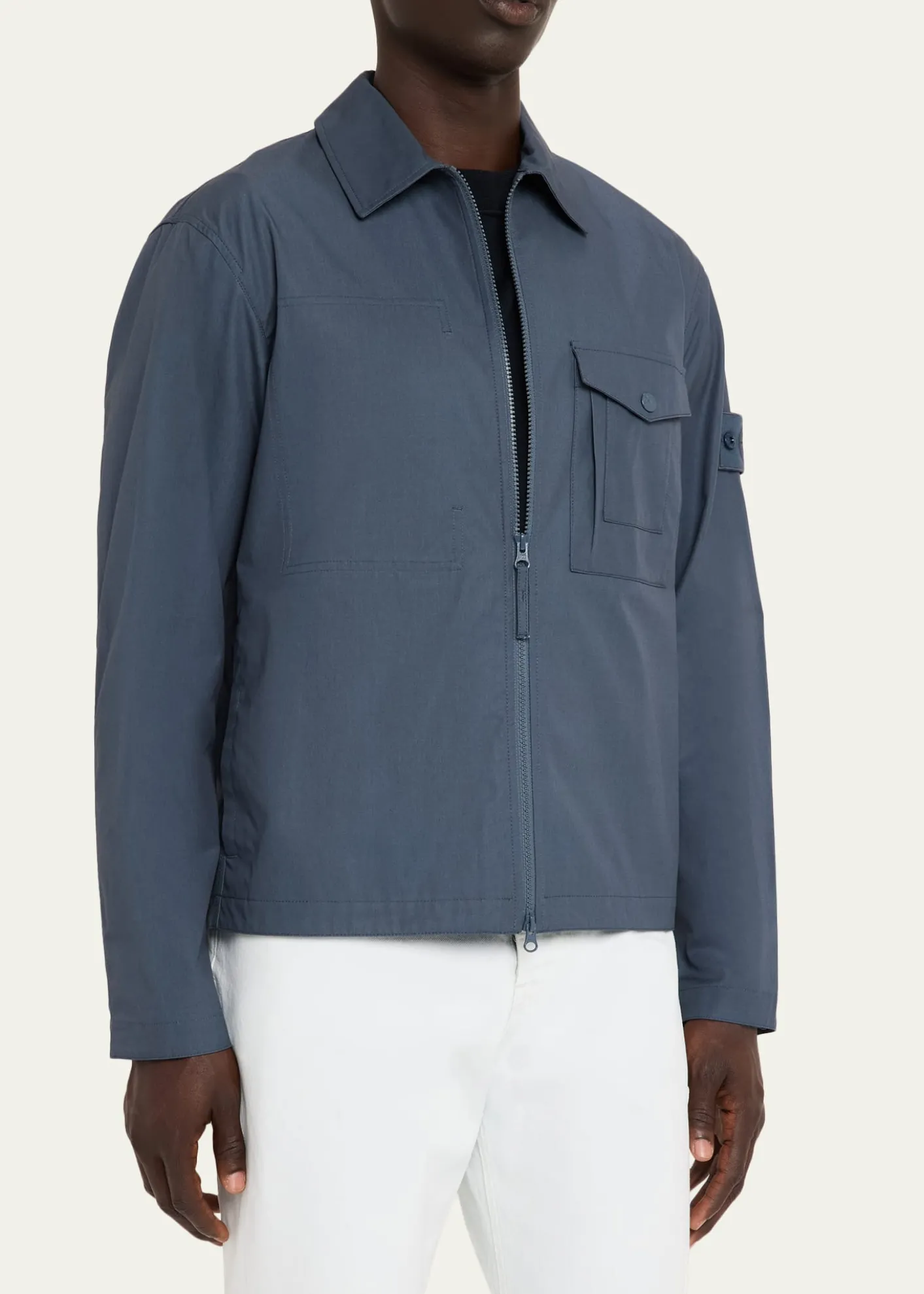 Stone IslandMen's Ghost Cotton Zip-Front Shirt Jacket